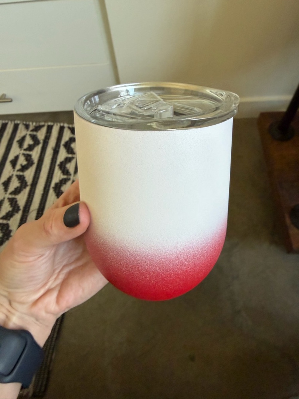 White to Red Ombre Stemless Tumblers with Lids